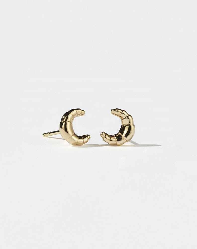 Crossiant Stud Earrings - Gold Plated